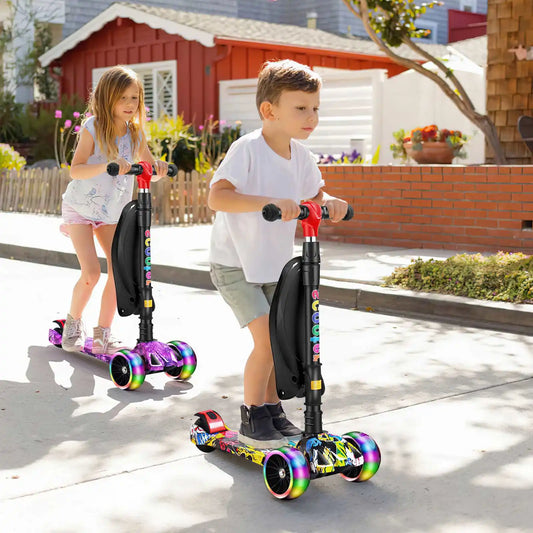 Foldable Children Scooter Adjustable heights Widened Pedals Kids Scooter Balance Bike with Flash wheel folk Foot Scooter