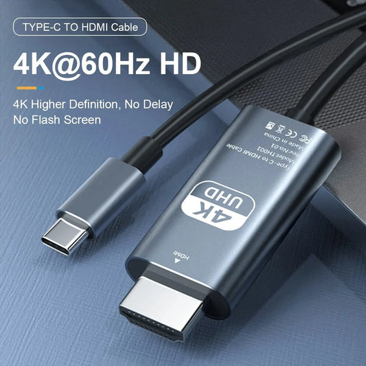 USB-C auf HDMI 4K@60Hz Kabel – Aluminium Type-C Adapter mit Thunderbolt 3 & 4 Unterstützung